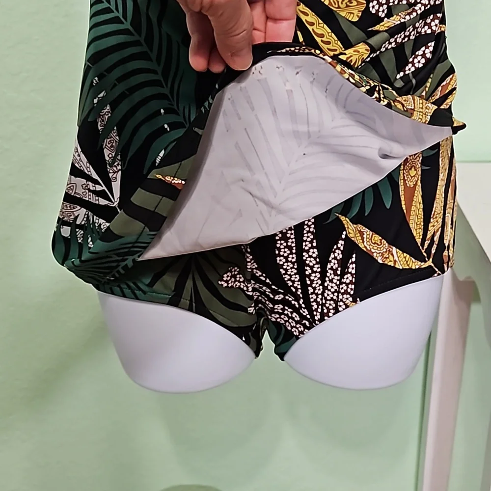 SWIM SUIT palm leaves one piece